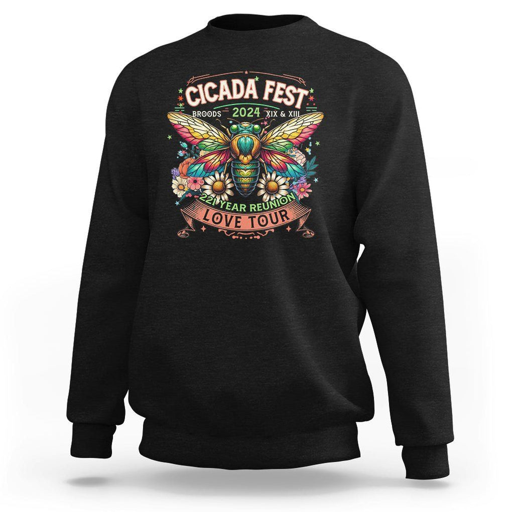 Cicada Fest 2024 Sweatshirt Broods XIII & XIX 221 Year Reunion Tour TS09 Black Print Your Wear