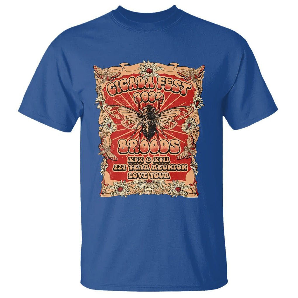Cicada Fest 2024 T Shirt Broods XIII & XIX 221 Year Reunion Tour TS09 Royal Blue Print Your Wear