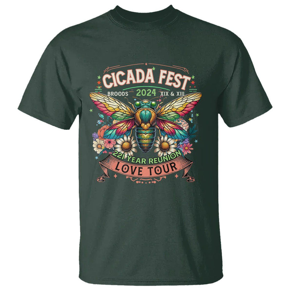 Cicada Fest 2024 T Shirt Broods XIII & XIX 221 Year Reunion Tour TS09 Dark Forest Green Print Your Wear