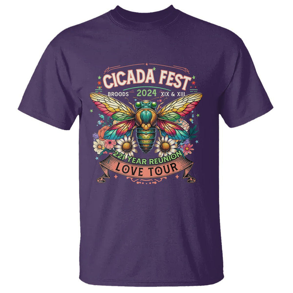 Cicada Fest 2024 T Shirt Broods XIII & XIX 221 Year Reunion Tour TS09 Purple Print Your Wear