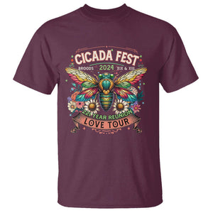 Cicada Fest 2024 T Shirt Broods XIII & XIX 221 Year Reunion Tour TS09 Maroon Print Your Wear