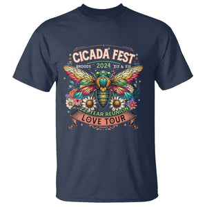 Cicada Fest 2024 T Shirt Broods XIII & XIX 221 Year Reunion Tour TS09 Navy Print Your Wear