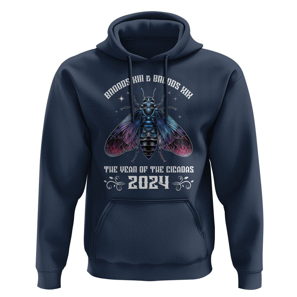 Cicada Lover Hoodie Broods XIII & XIX The Year Of The Cicadas 2024 TS09 Navy Print Your Wear