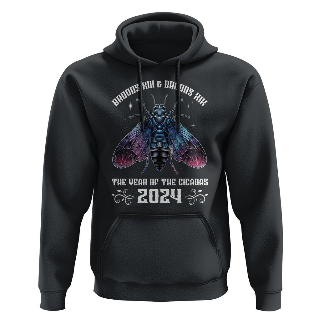 Cicada Lover Hoodie Broods XIII & XIX The Year Of The Cicadas 2024 TS09 Black Print Your Wear