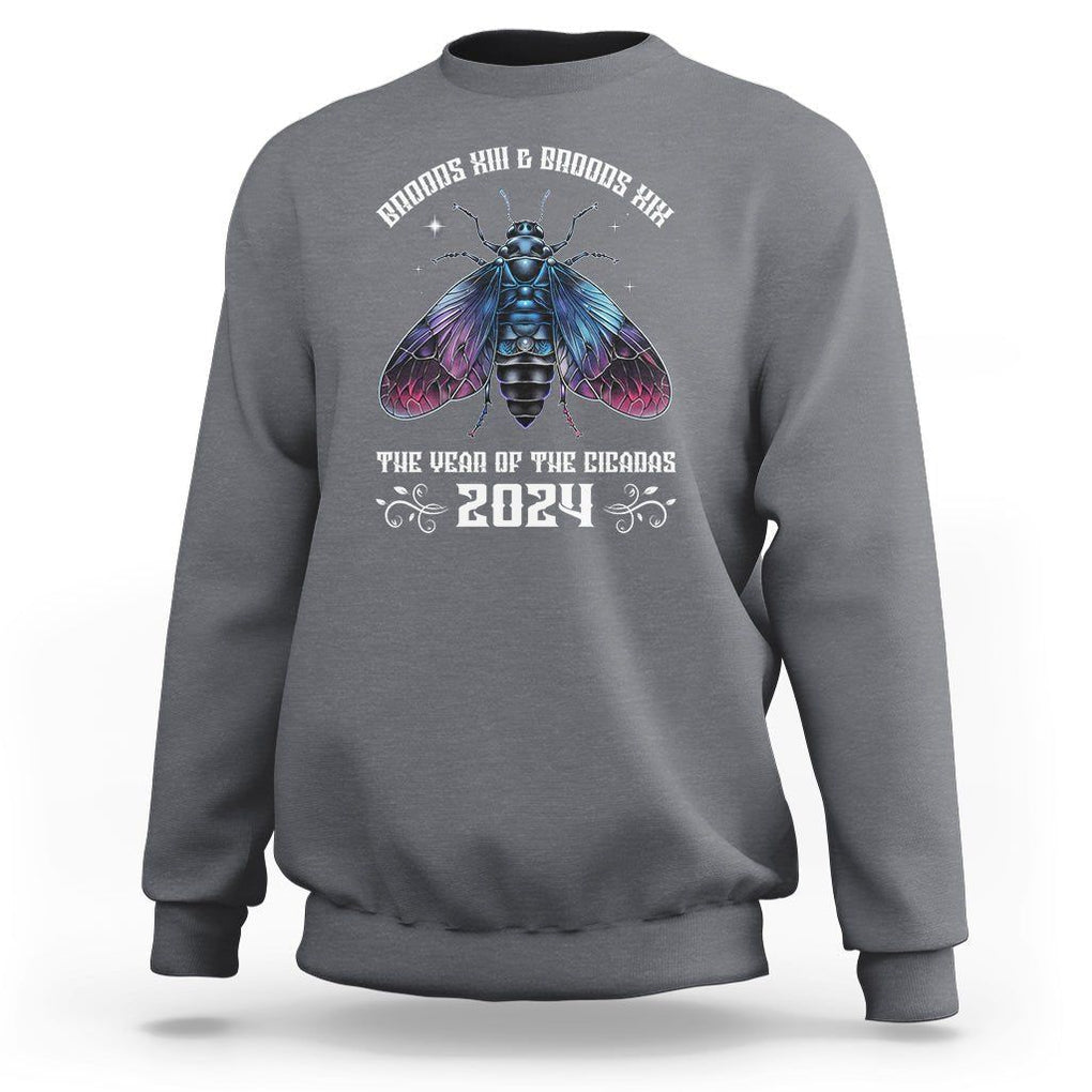 Cicada Lover Sweatshirt Broods XIII & XIX The Year Of The Cicadas 2024 TS09 Charcoal Print Your Wear