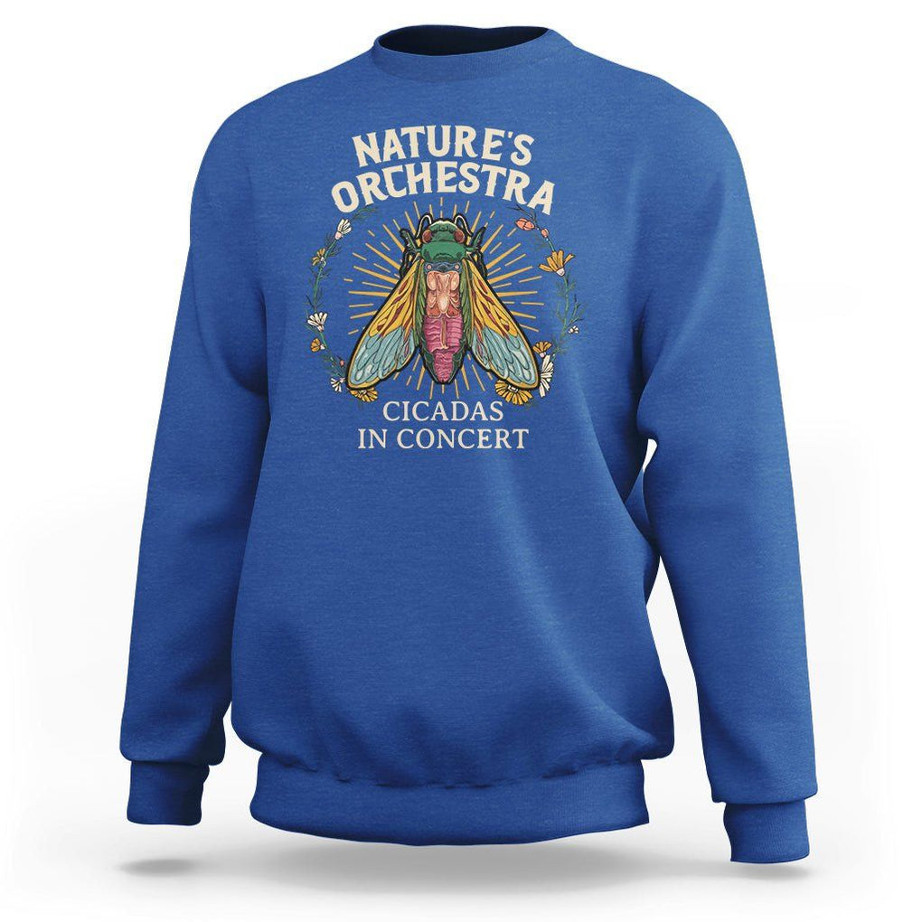 Cicada Lover Sweatshirt Nature's Orchestra Cicadas Concert TS09 Royal Blue Print Your Wear