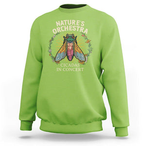 Cicada Lover Sweatshirt Nature's Orchestra Cicadas Concert TS09 Lime Print Your Wear