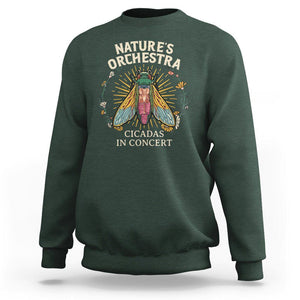 Cicada Lover Sweatshirt Nature's Orchestra Cicadas Concert TS09 Dark Forest Green Print Your Wear