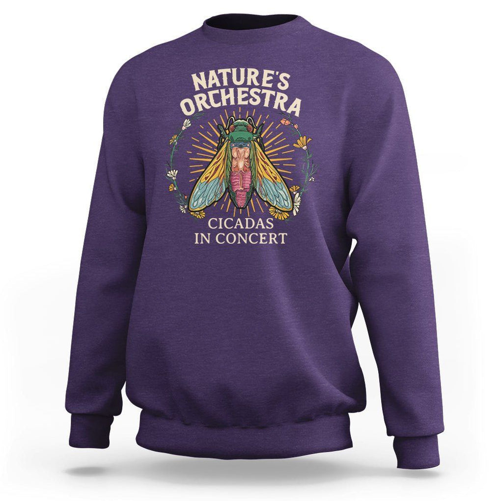 Cicada Lover Sweatshirt Nature's Orchestra Cicadas Concert TS09 Purple Print Your Wear