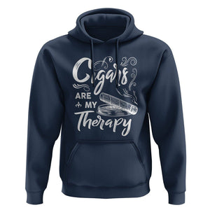 Cigar Lover Hoodie Cigars Are My Therapy Smoker Smoking TS09 Navy Print Your Wear