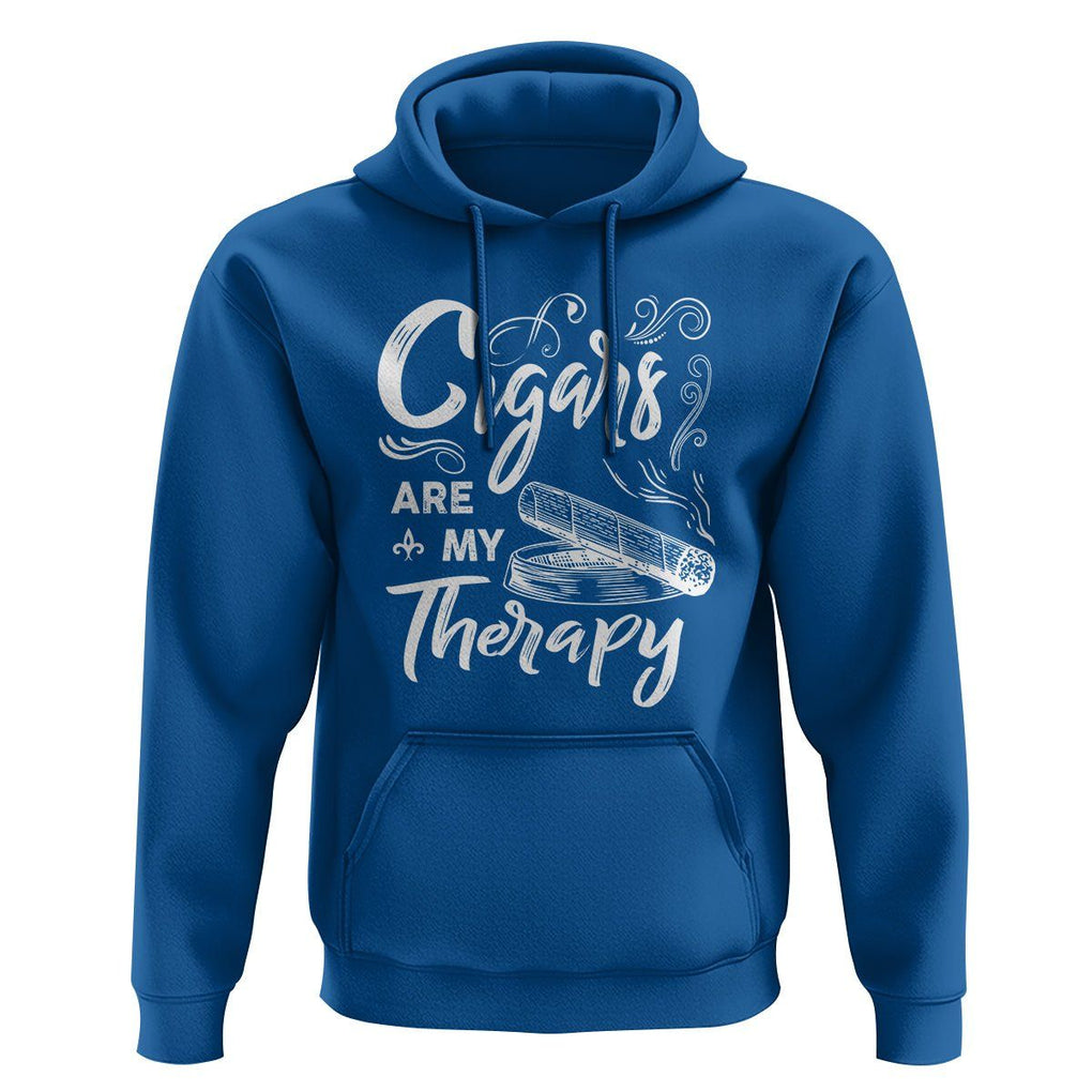 Cigar Lover Hoodie Cigars Are My Therapy Smoker Smoking TS09 Royal Blue Print Your Wear