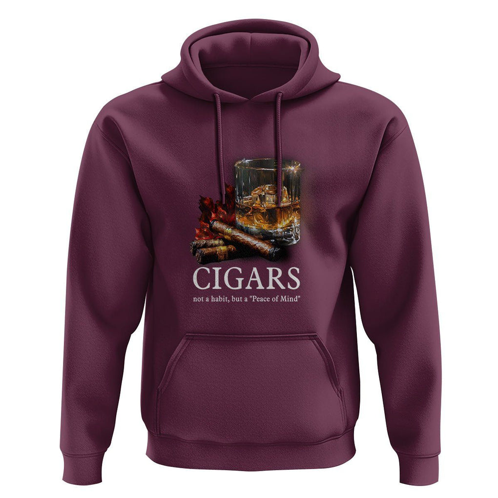 Cigar Lover Hoodie Not A Habit But A Peace of Mind TS09 Maroon Print Your Wear