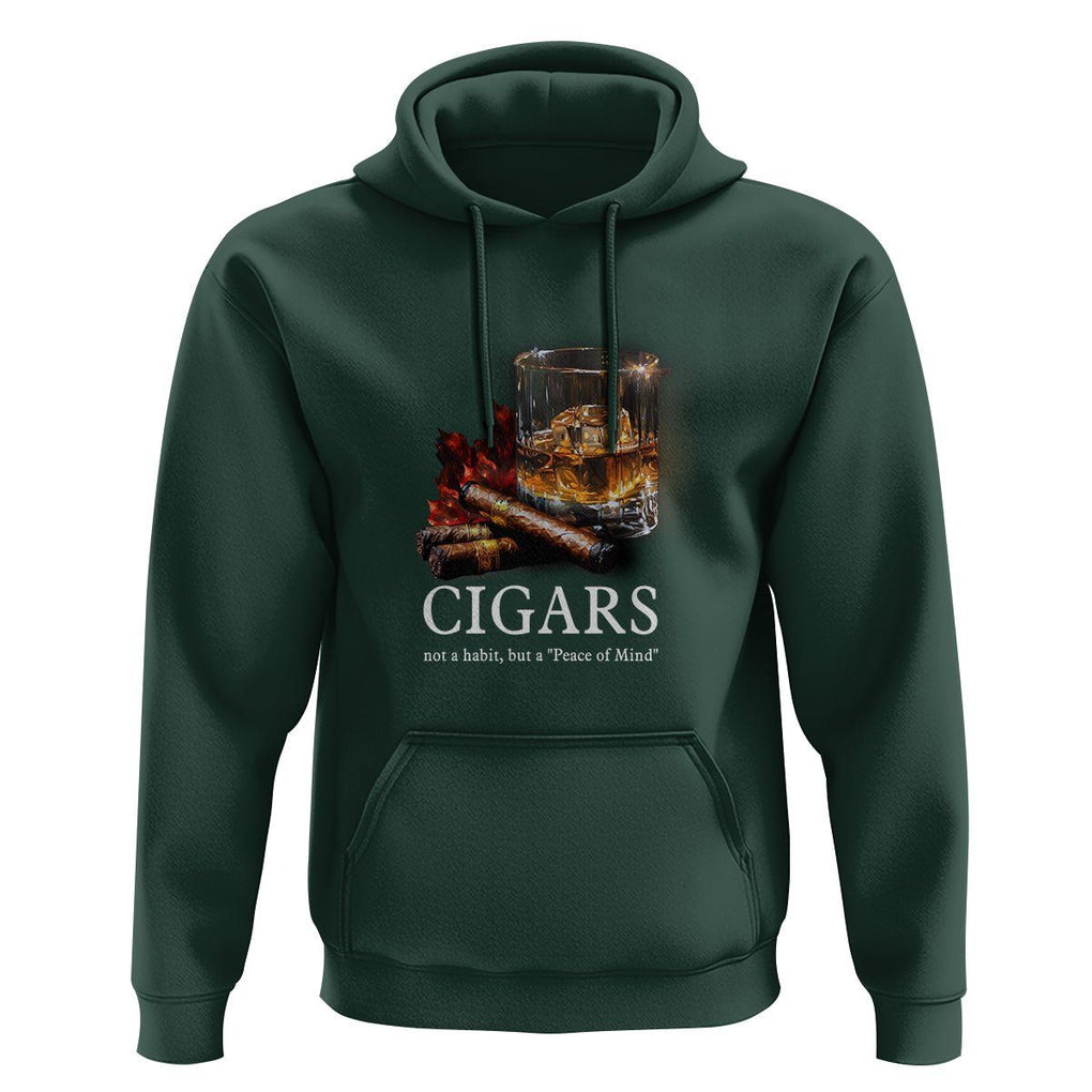 Cigar Lover Hoodie Not A Habit But A Peace of Mind TS09 Dark Forest Green Print Your Wear