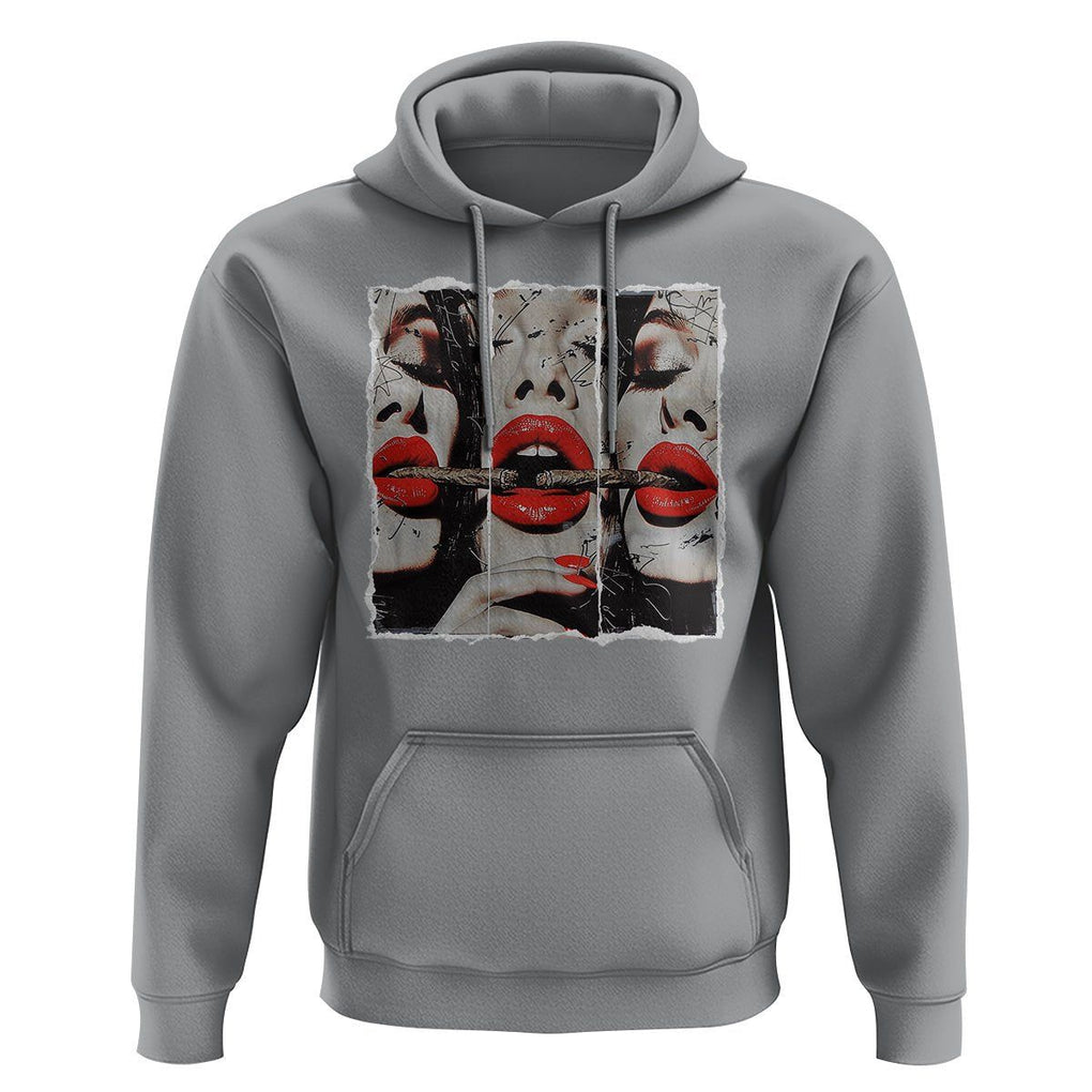 Cigar Lover Hoodie Roll It Lick It Smoke It Pretty Lady Smoking Smoker TS09 Sport Gray Print Your Wear
