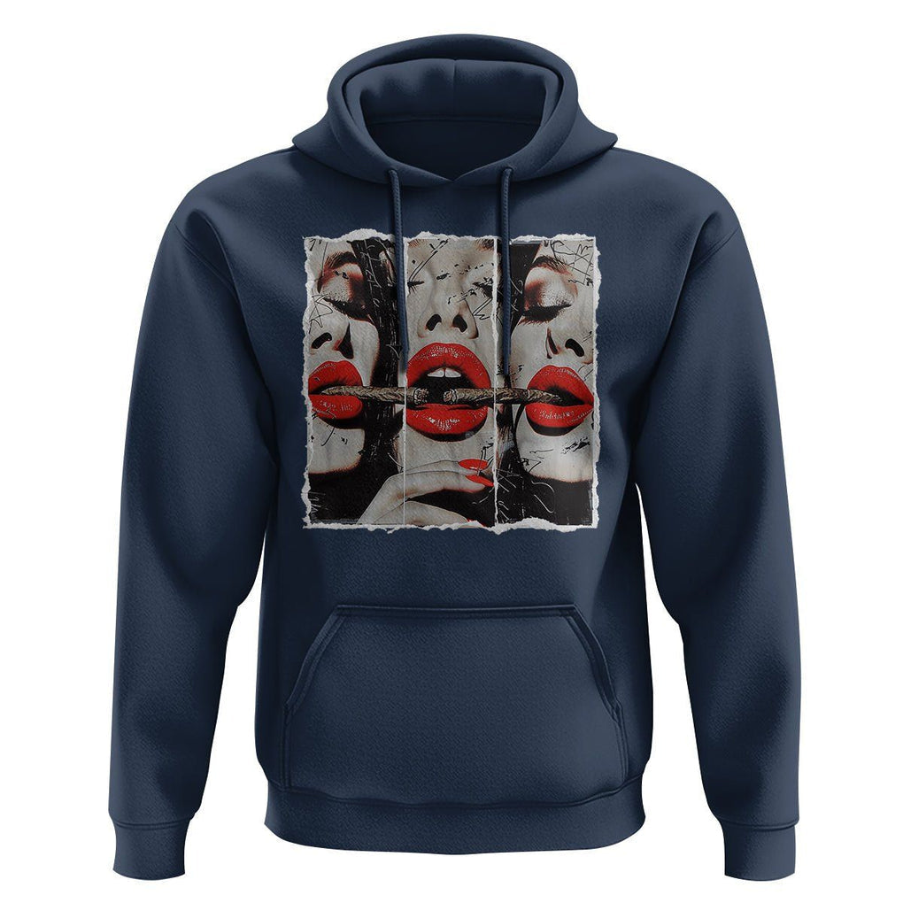 Cigar Lover Hoodie Roll It Lick It Smoke It Pretty Lady Smoking Smoker TS09 Navy Print Your Wear