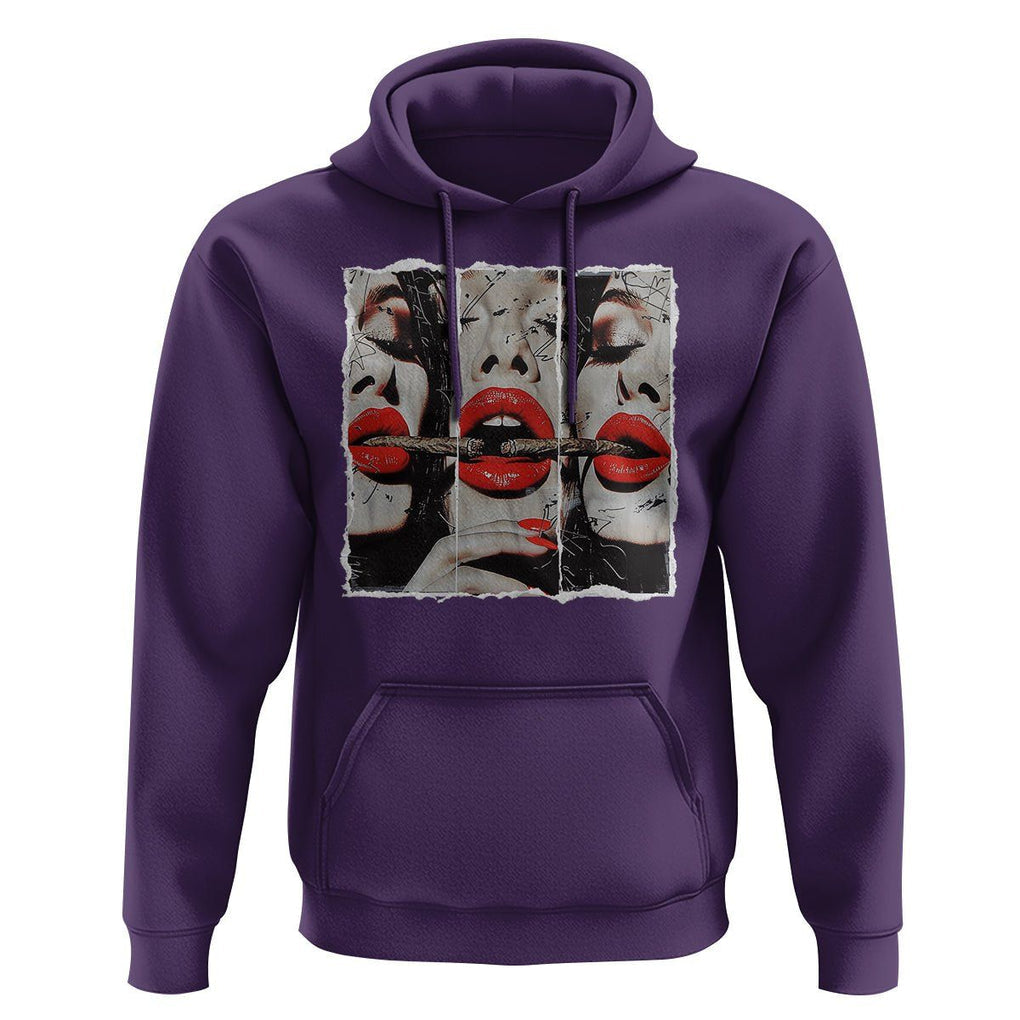 Cigar Lover Hoodie Roll It Lick It Smoke It Pretty Lady Smoking Smoker TS09 Purple Print Your Wear