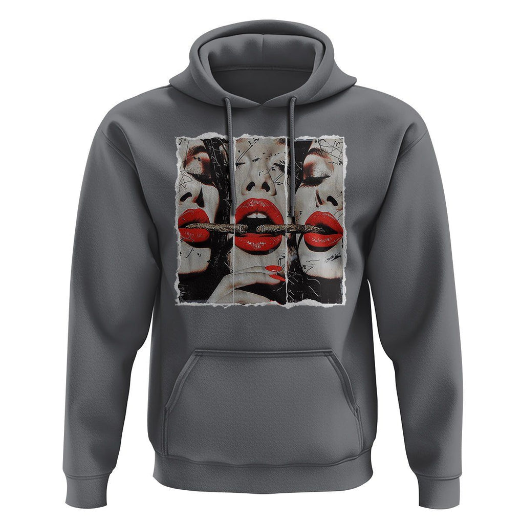 Cigar Lover Hoodie Roll It Lick It Smoke It Pretty Lady Smoking Smoker TS09 Charcoal Print Your Wear