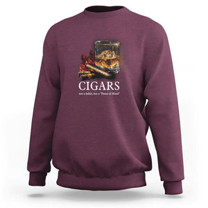 Cigar Lover Sweatshirt Not A Habit But A Peace of Mind TS09 Maroon Print Your Wear