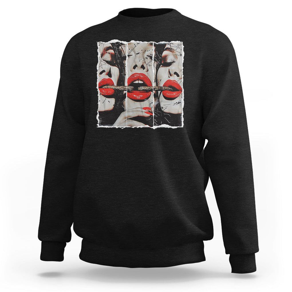 Cigar Lover Sweatshirt Roll It Lick It Smoke It Pretty Lady Smoking Smoker TS09 Black Print Your Wear