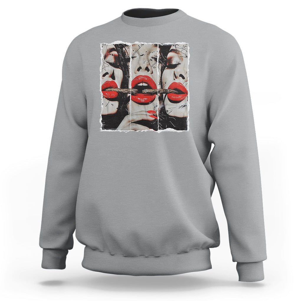 Cigar Lover Sweatshirt Roll It Lick It Smoke It Pretty Lady Smoking Smoker TS09 Sport Gray Print Your Wear