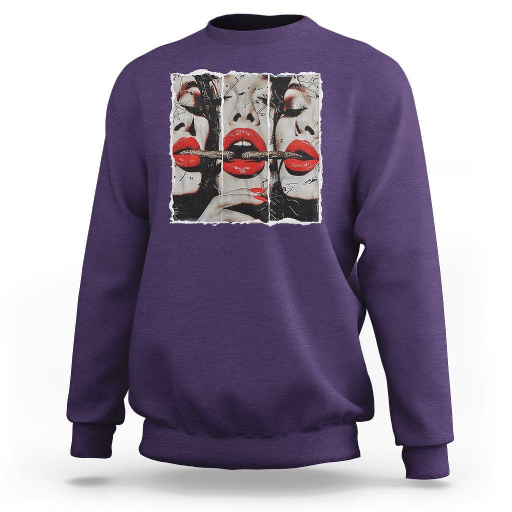 Cigar Lover Sweatshirt Roll It Lick It Smoke It Pretty Lady Smoking Smoker TS09 Purple Print Your Wear