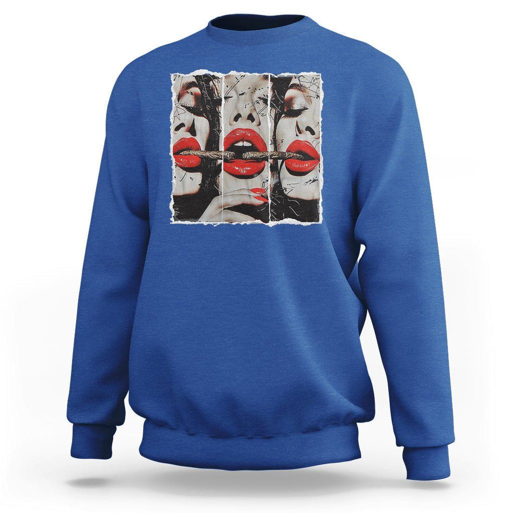Cigar Lover Sweatshirt Roll It Lick It Smoke It Pretty Lady Smoking Smoker TS09 Royal Blue Print Your Wear