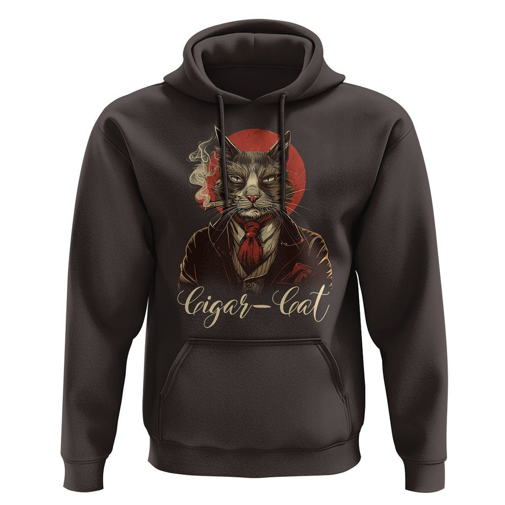 Cigar Smoker Cat Lover Cigarcat Hoodie TS09 Dark Chocolate Print Your Wear