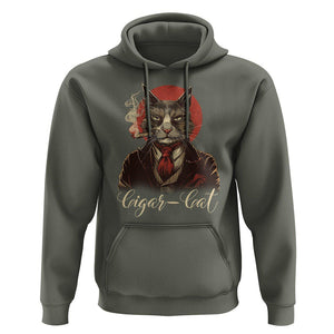 Cigar Smoker Cat Lover Cigarcat Hoodie TS09 Military Green Print Your Wear
