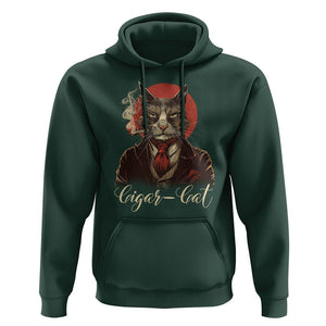 Cigar Smoker Cat Lover Cigarcat Hoodie TS09 Dark Forest Green Print Your Wear