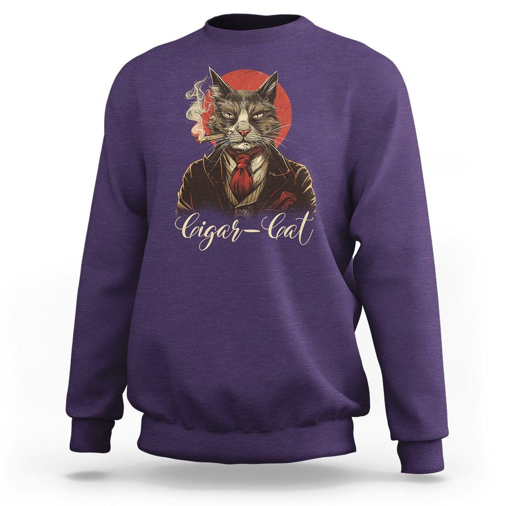 Cigar Smoker Cat Lover Cigarcat Sweatshirt TS09 Purple Print Your Wear