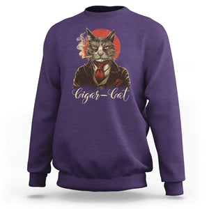 Cigar Smoker Cat Lover Cigarcat Sweatshirt TS09 Purple Print Your Wear