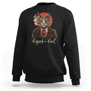 Cigar Smoker Cat Lover Cigarcat Sweatshirt TS09 Black Print Your Wear