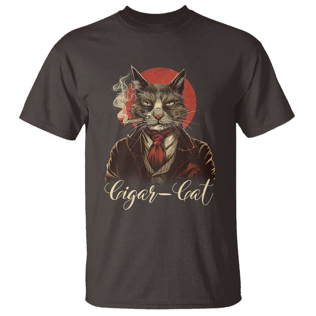 Cigar Smoker Cat Lover Cigarcat T Shirt TS09 Dark Chocolate Print Your Wear