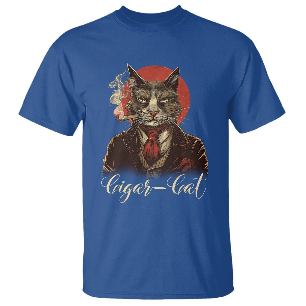 Cigar Smoker Cat Lover Cigarcat T Shirt TS09 Royal Blue Print Your Wear