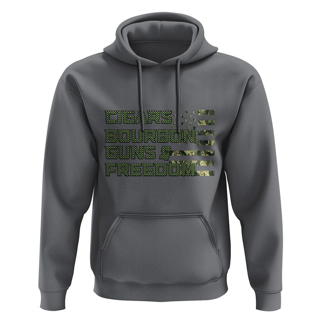 Cigars Bourbon Guns Freedom American Flag Hoodie TS09 Charcoal Print Your Wear