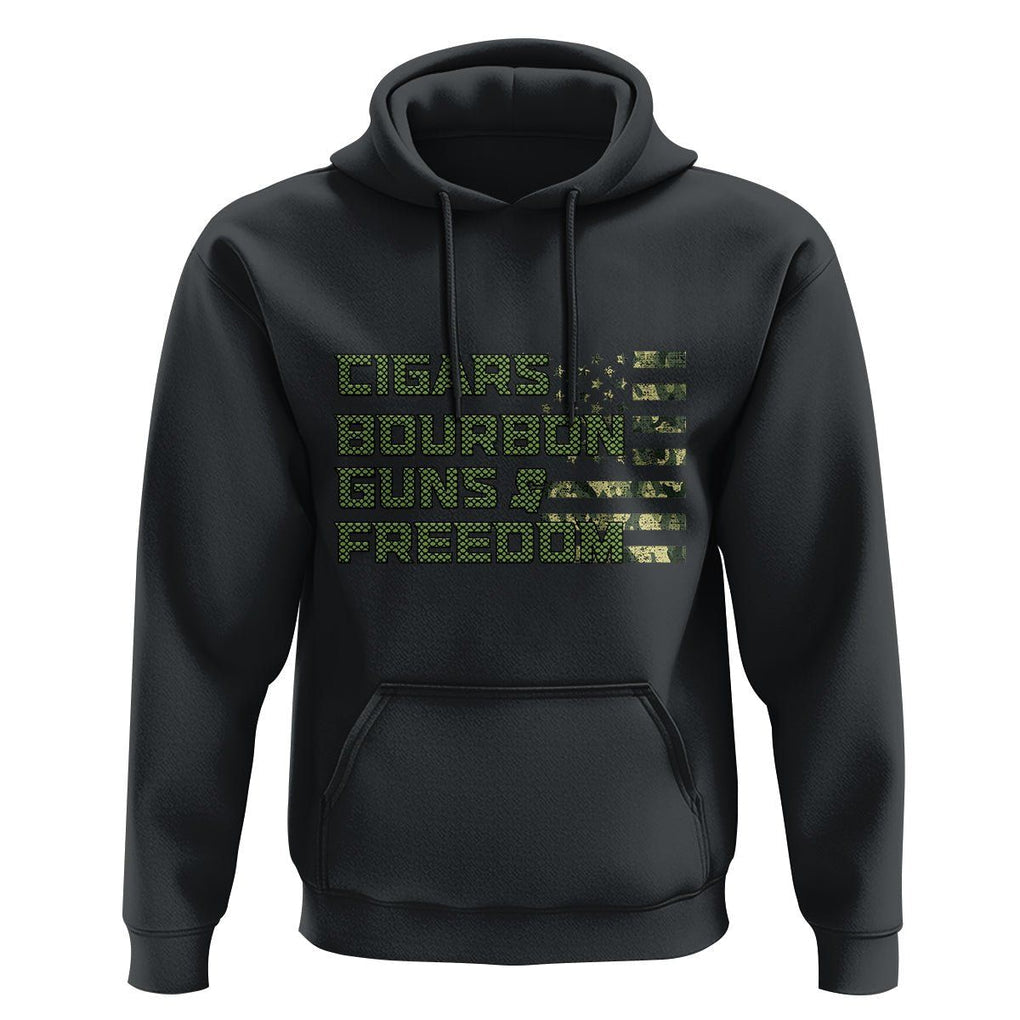 Cigars Bourbon Guns Freedom American Flag Hoodie TS09 Black Print Your Wear