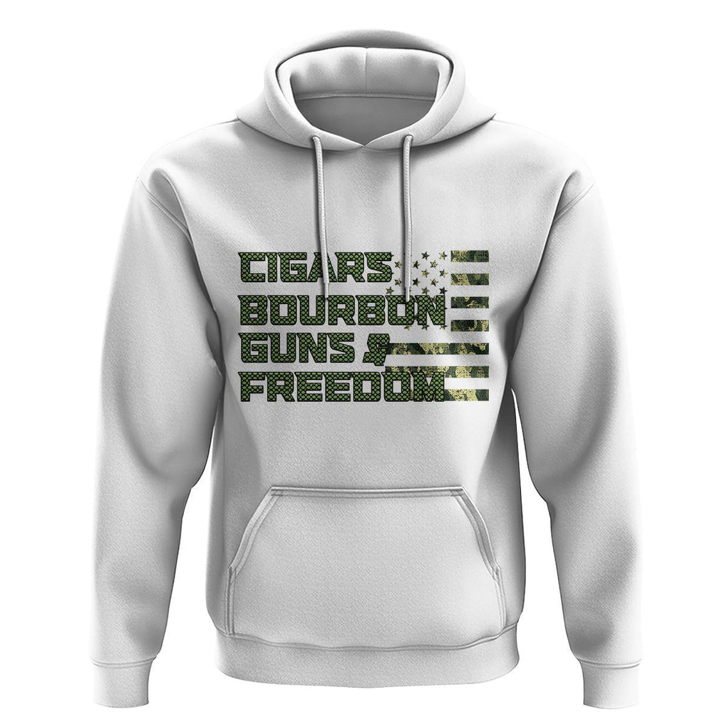 Cigars Bourbon Guns Freedom American Flag Hoodie TS09 White Print Your Wear