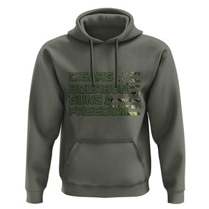 Cigars Bourbon Guns Freedom American Flag Hoodie TS09 Military Green Print Your Wear