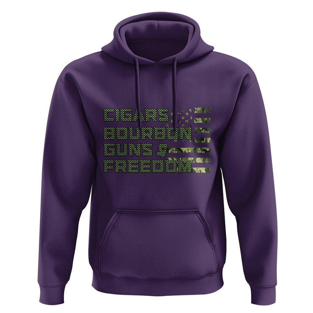 Cigars Bourbon Guns Freedom American Flag Hoodie TS09 Purple Print Your Wear