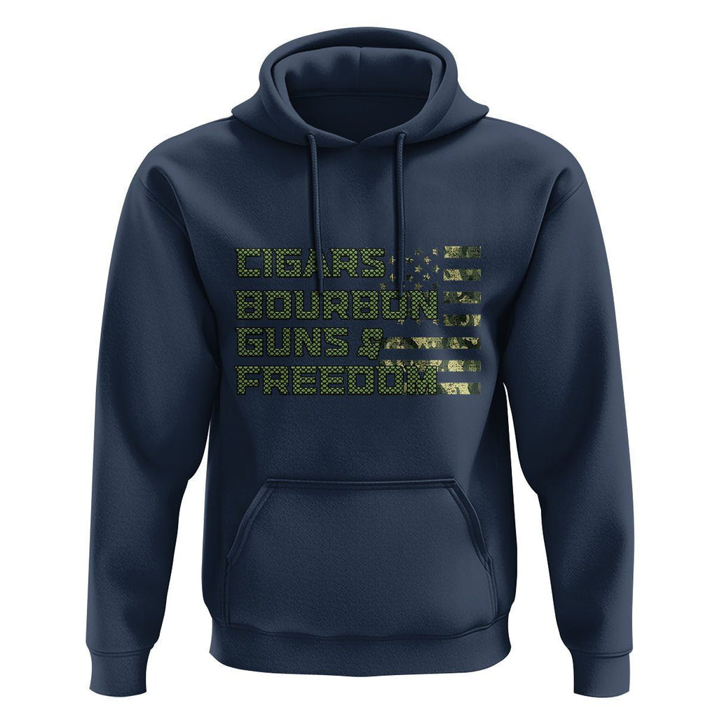 Cigars Bourbon Guns Freedom American Flag Hoodie TS09 Navy Print Your Wear