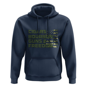 Cigars Bourbon Guns Freedom American Flag Hoodie TS09 Navy Print Your Wear