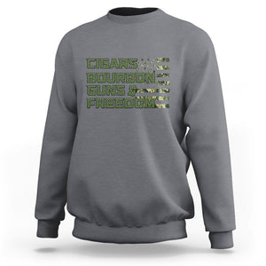 Cigars Bourbon Guns Freedom American Flag Sweatshirt TS09 Charcoal Print Your Wear