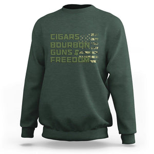 Cigars Bourbon Guns Freedom American Flag Sweatshirt TS09 Dark Forest Green Print Your Wear