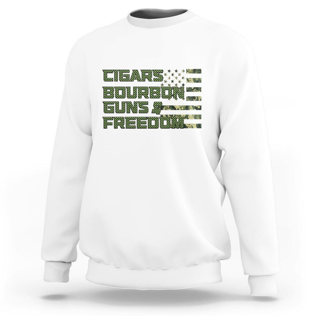 Cigars Bourbon Guns Freedom American Flag Sweatshirt TS09 White Print Your Wear
