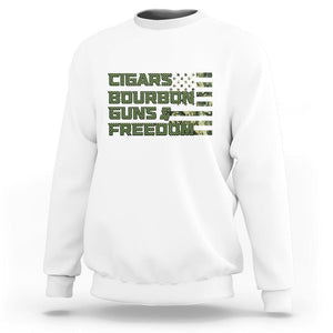 Cigars Bourbon Guns Freedom American Flag Sweatshirt TS09 White Print Your Wear