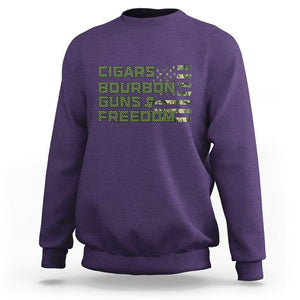 Cigars Bourbon Guns Freedom American Flag Sweatshirt TS09 Purple Print Your Wear