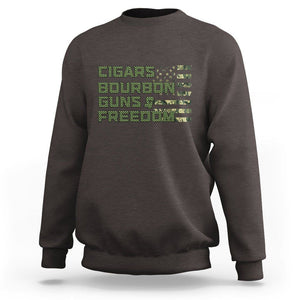Cigars Bourbon Guns Freedom American Flag Sweatshirt TS09 Dark Chocolate Print Your Wear