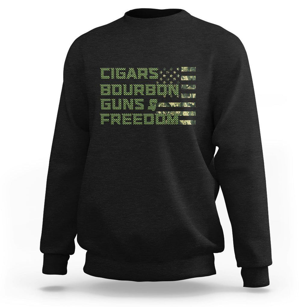Cigars Bourbon Guns Freedom American Flag Sweatshirt TS09 Black Print Your Wear