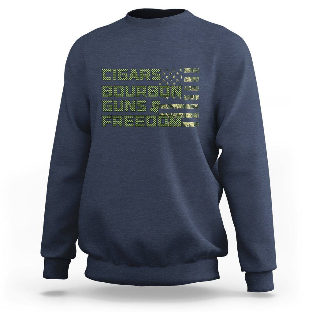 Cigars Bourbon Guns Freedom American Flag Sweatshirt TS09 Navy Print Your Wear