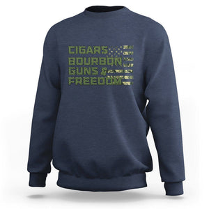 Cigars Bourbon Guns Freedom American Flag Sweatshirt TS09 Navy Print Your Wear